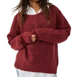 'FREE PEOPLE' EXPRESS HEM DROP~SHOULDER RELAXED~FIT SOFT SWEATER